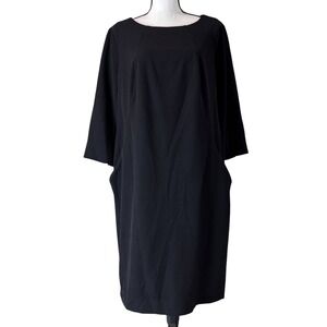 M.M. Lafleur‎ Black Sheath Midi 3/4 Sleeve Dress Alexandra Dress 1X Unworn LBD